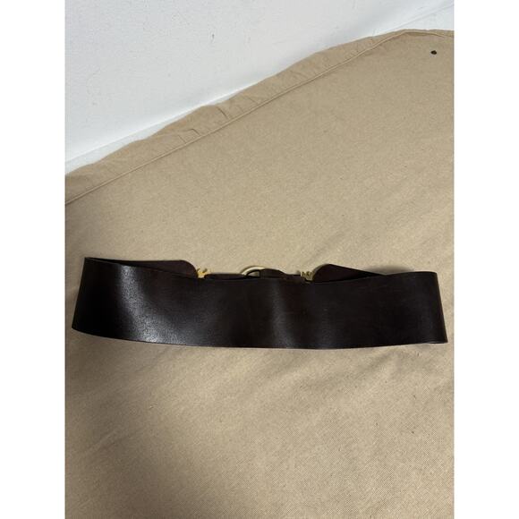 Blue Les Copains Belt Womens One Size Wide Leather Gold Fleur-de-Lis Made Italy main image 9
